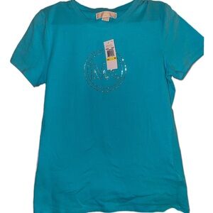 Michale Kors - Studded Logo Charm Organic Cotton Jersey in Teal/Turquoise Blue